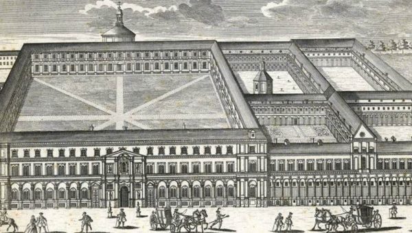 Friedrich Bernhard Werner, Vis ta della Cà Granda ,1740 Archi vio Fondazione IRCCS Ca Granda , Ospedale Maggiore-Milano